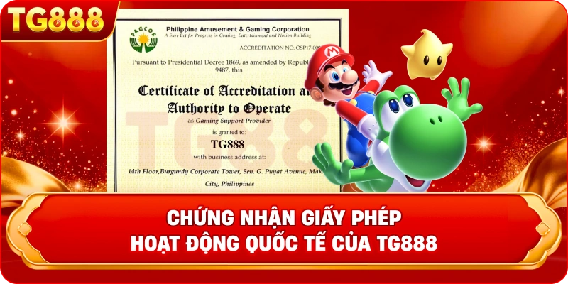 Chứng nhận giấy phép hoạt động quốc tế của TG888 hoạt động chính thức từ Isle of Man